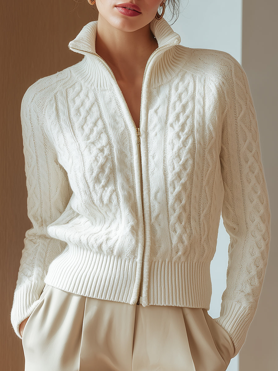 Floor | Cable Knit Zip Cardigan