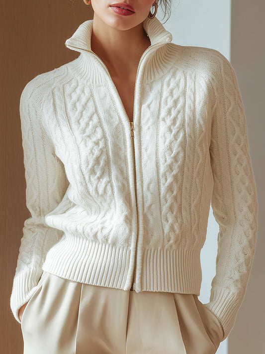 Floor | Cable Knit Zip Cardigan
