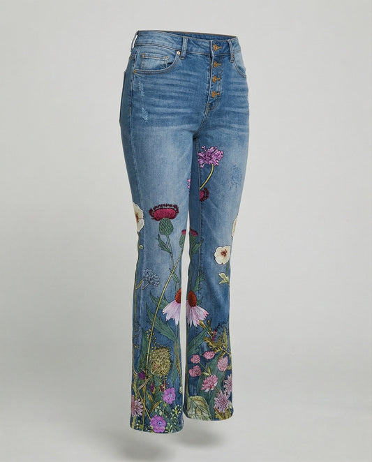 Mila | Floral Flared Jeans