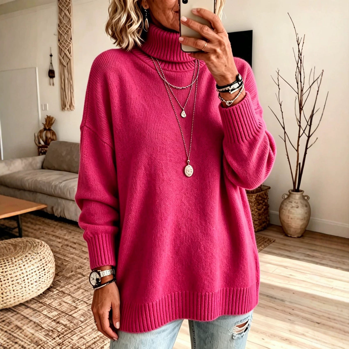 Women's Longline Turtleneck Sweater