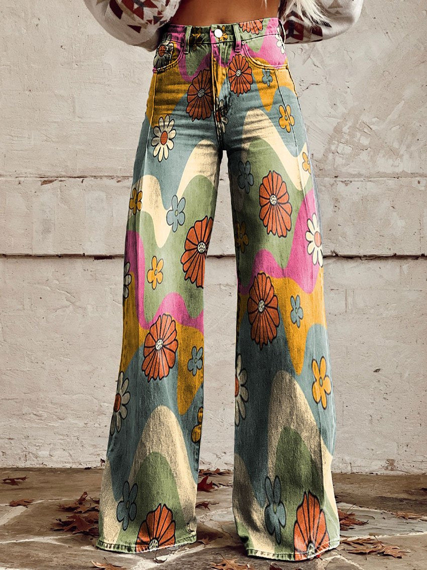 Lieke | Printed Wide Leg Jeans