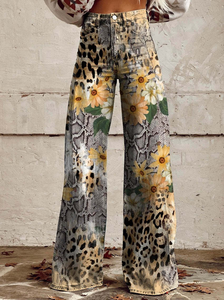 Lieke | Printed Wide Leg Jeans