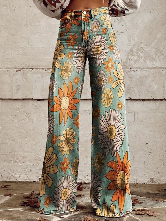 Lieke | Printed Wide Leg Jeans