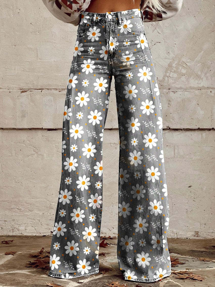 Lieke | Printed Wide Leg Jeans