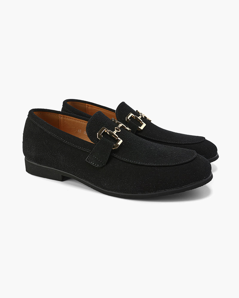 Boris | Gold Bit Suede Loafers