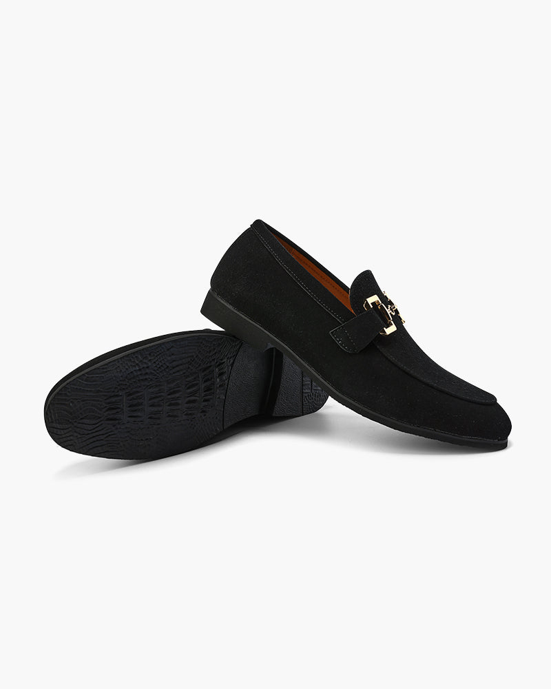 Boris | Gold Bit Suede Loafers