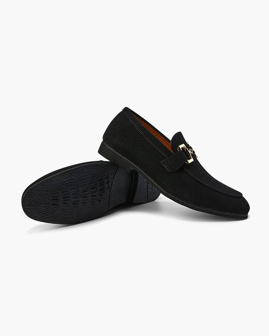 Boris | Gold Bit Suede Loafers