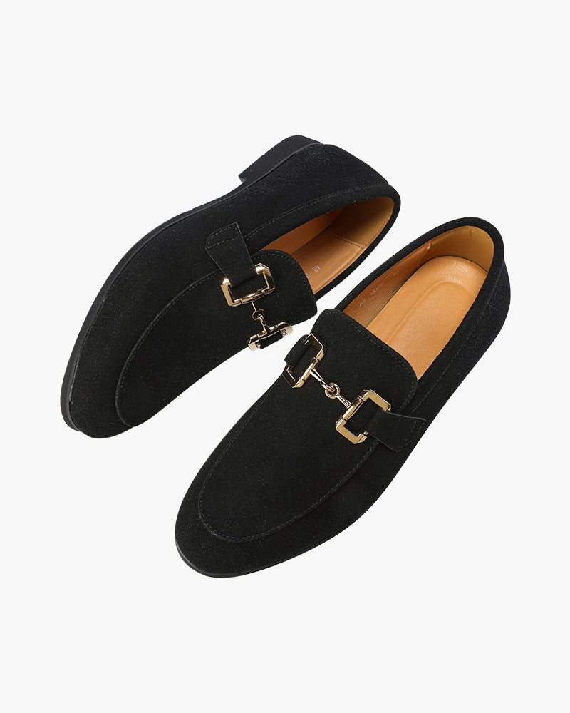 Boris | Gold Bit Suede Loafers