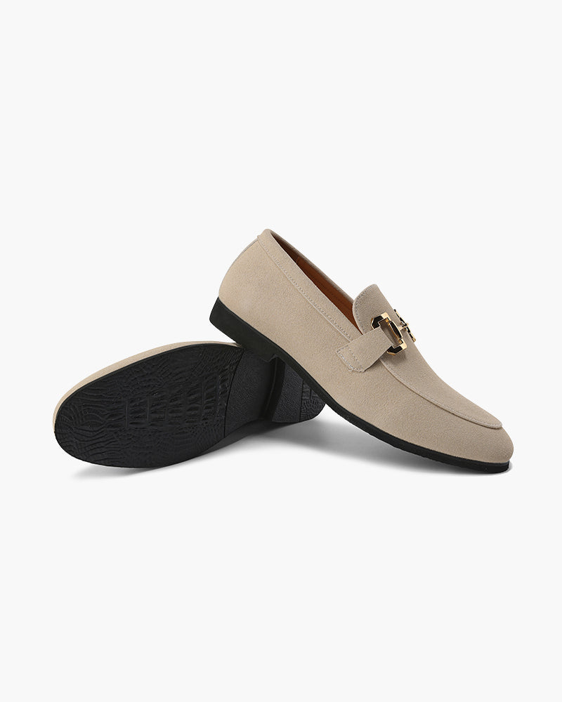 Boris | Gold Bit Suede Loafers