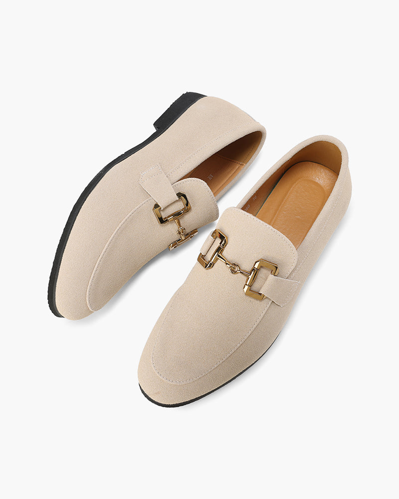 Boris | Gold Bit Suede Loafers