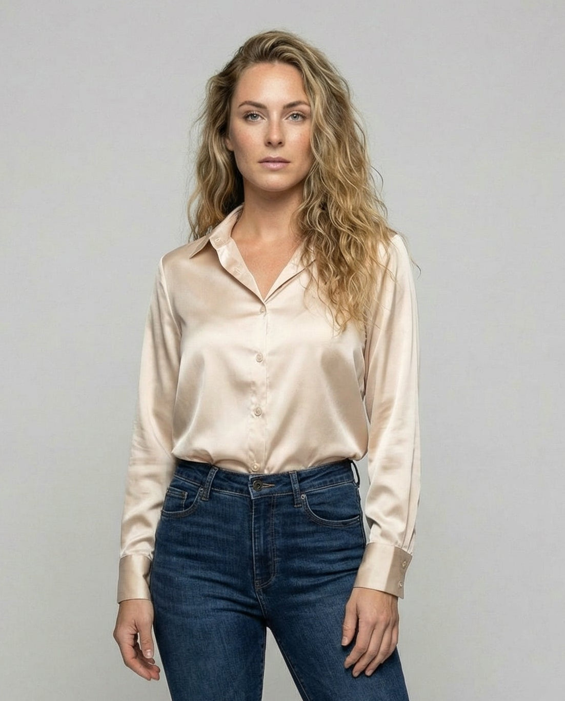 Women's Satin Long Sleeve Blouse