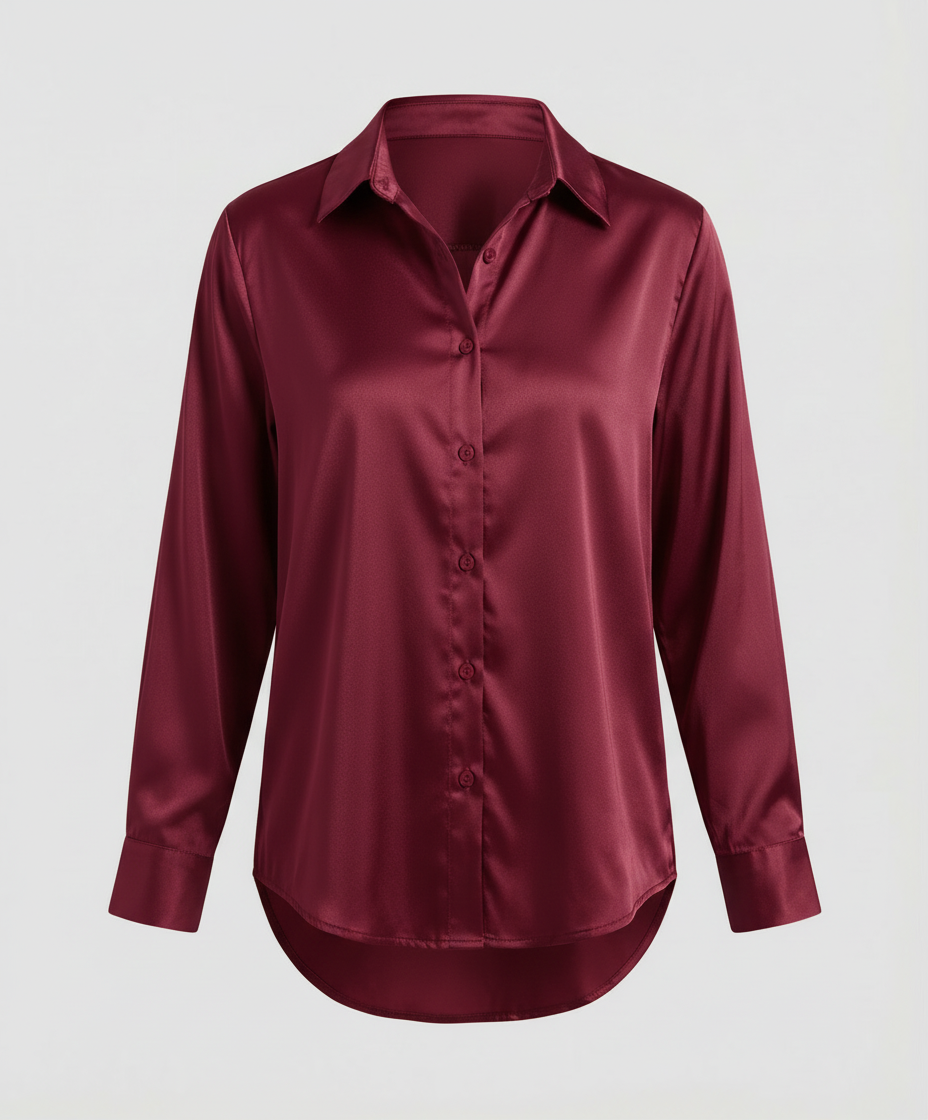 Women's Satin Long Sleeve Blouse