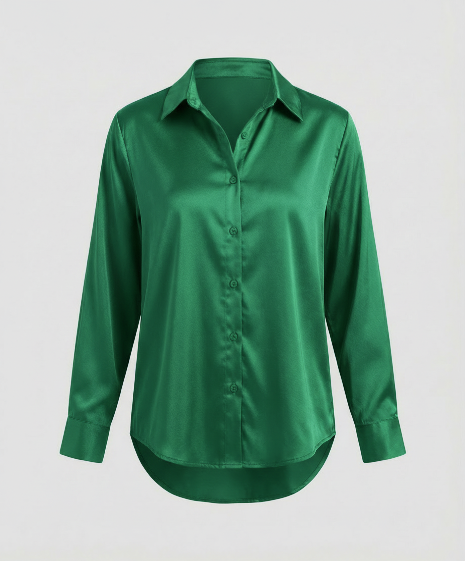Women's Satin Long Sleeve Blouse