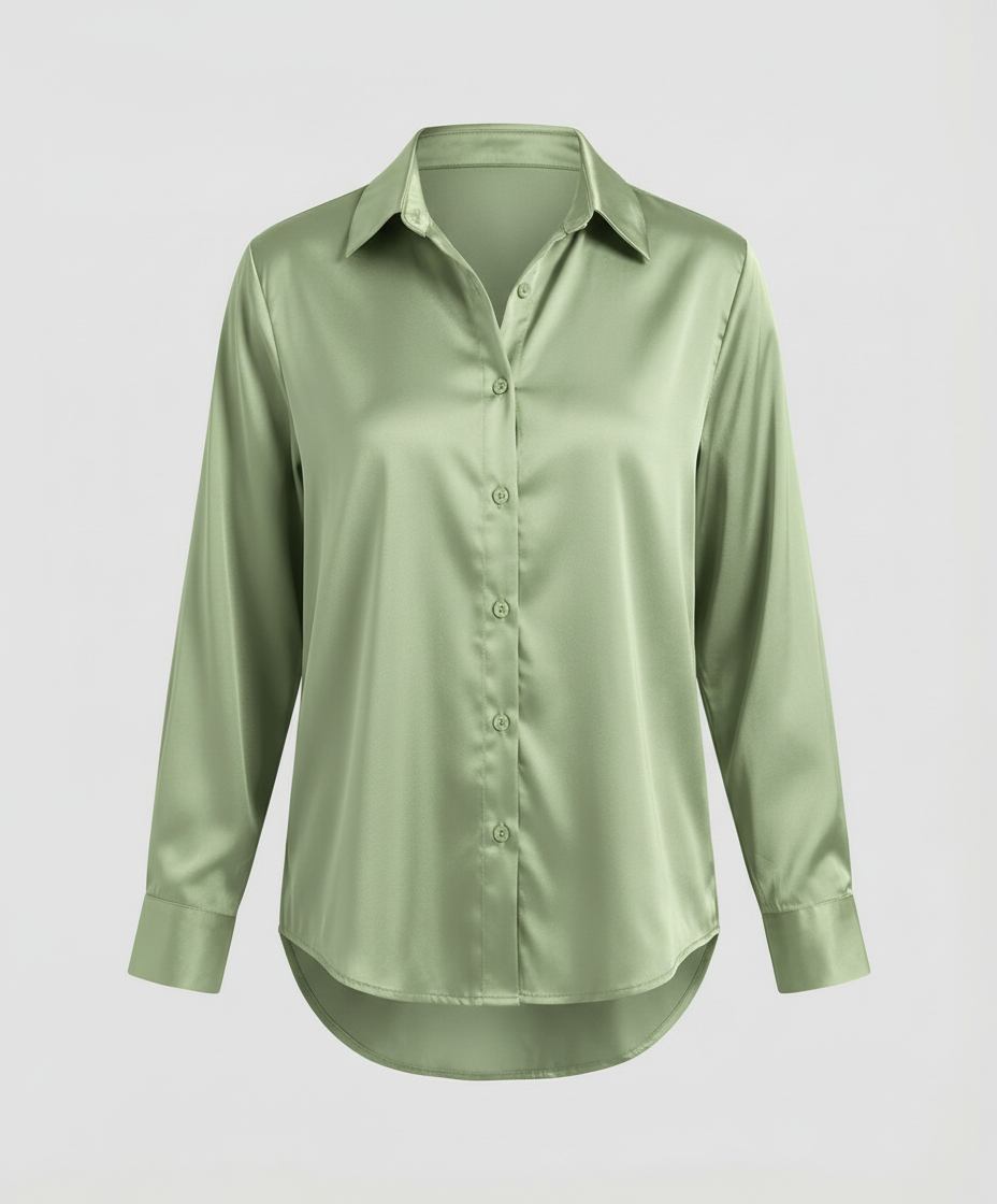 Women's Satin Long Sleeve Blouse