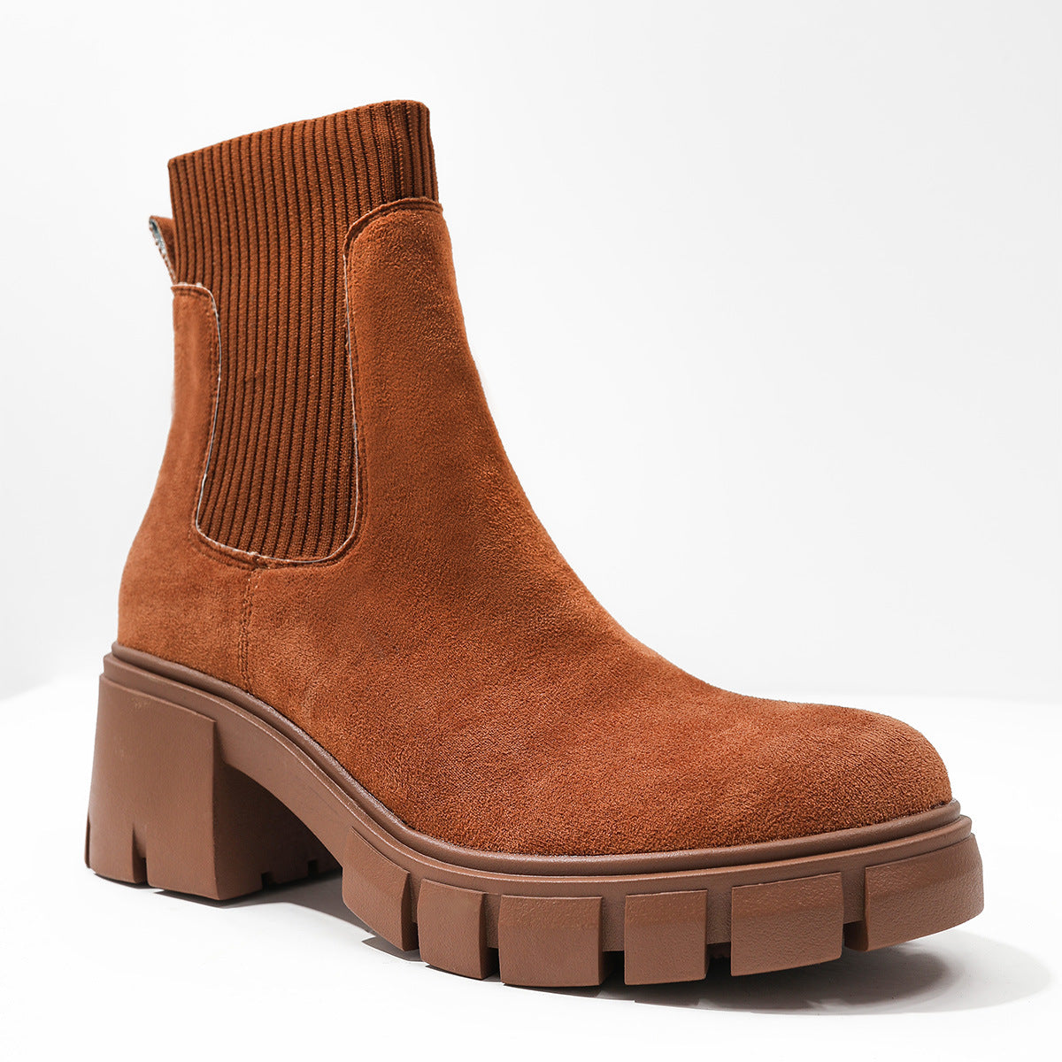 Chunky platform Chelsea boots in brown