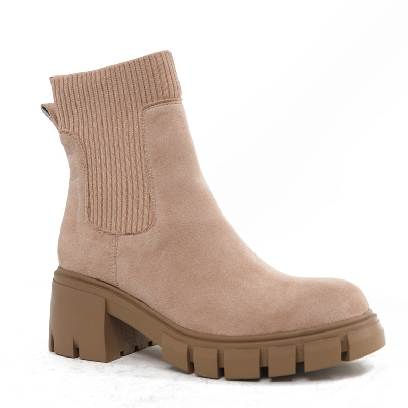 Chunky platform Chelsea boots in khaki
