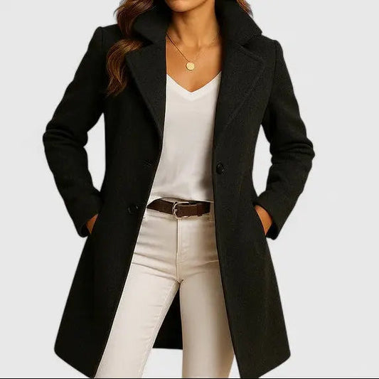 Elegant Longline Wool Coat with Timeless Warmth