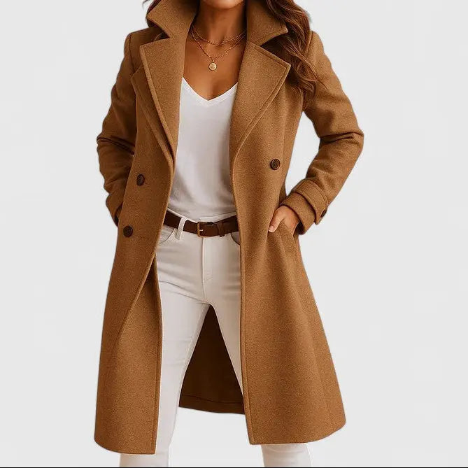Elegant Longline Wool Coat with Timeless Warmth