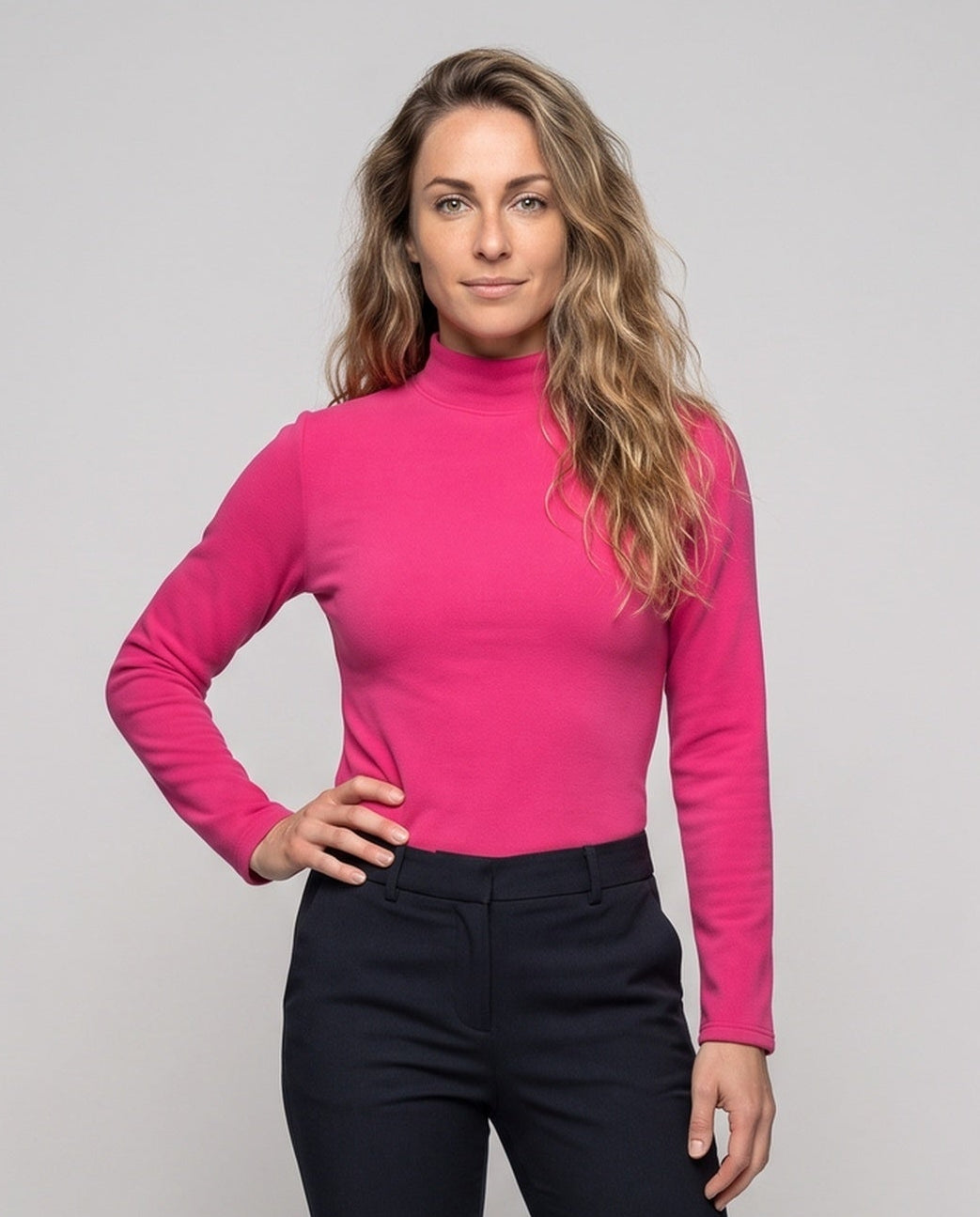 Women's Fitted Mock Neck Long Sleeve T Shirt