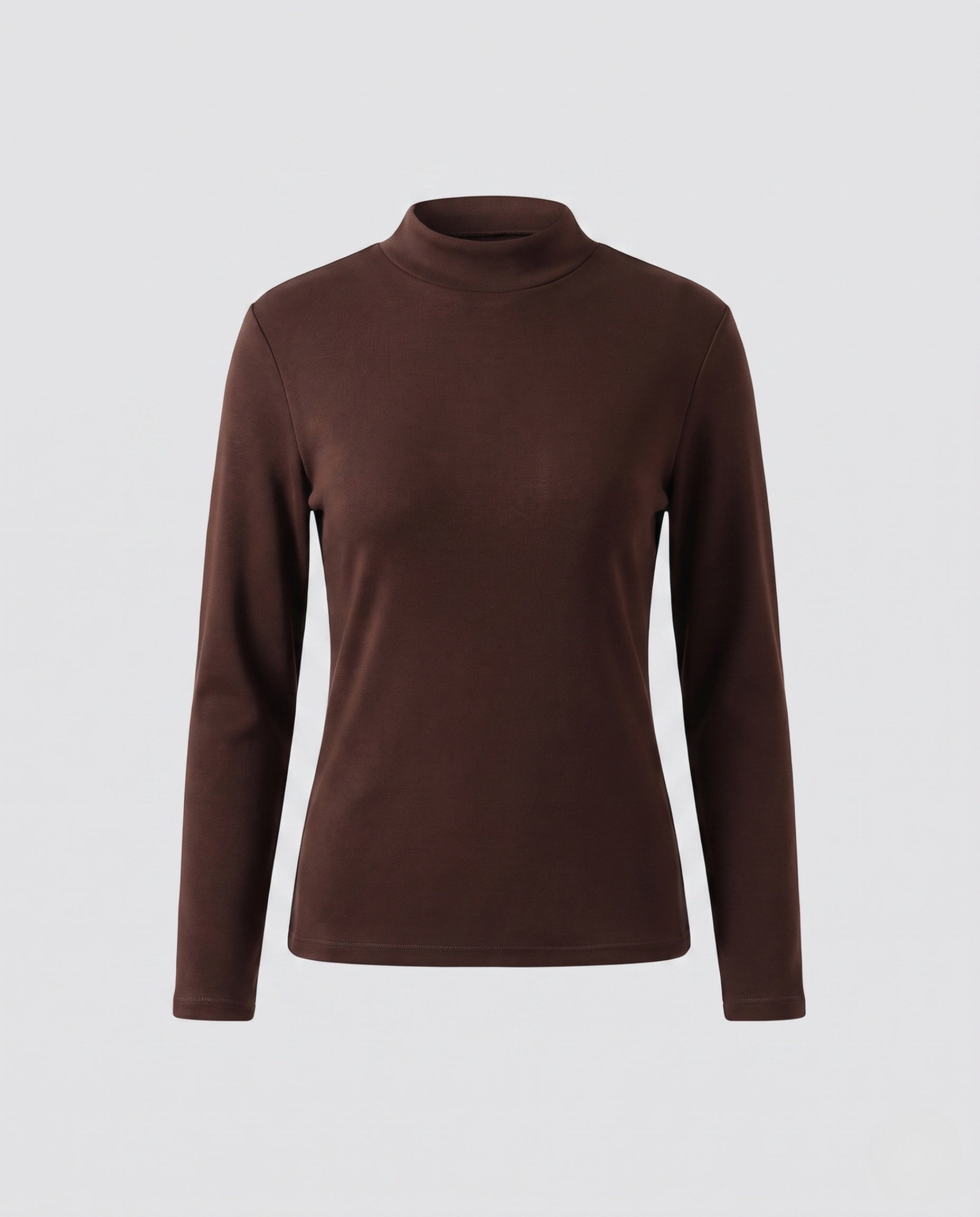 Women's Fitted Mock Neck Long Sleeve T Shirt
