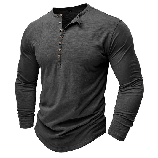 Men's Textured Long Sleeve Henley T Shirt