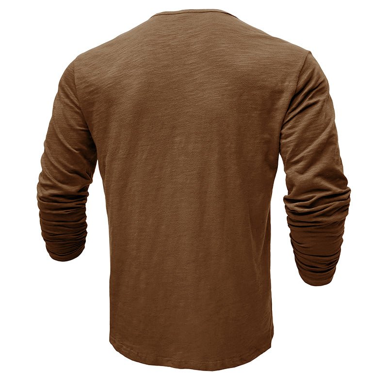 Men's Textured Long Sleeve Henley T Shirt