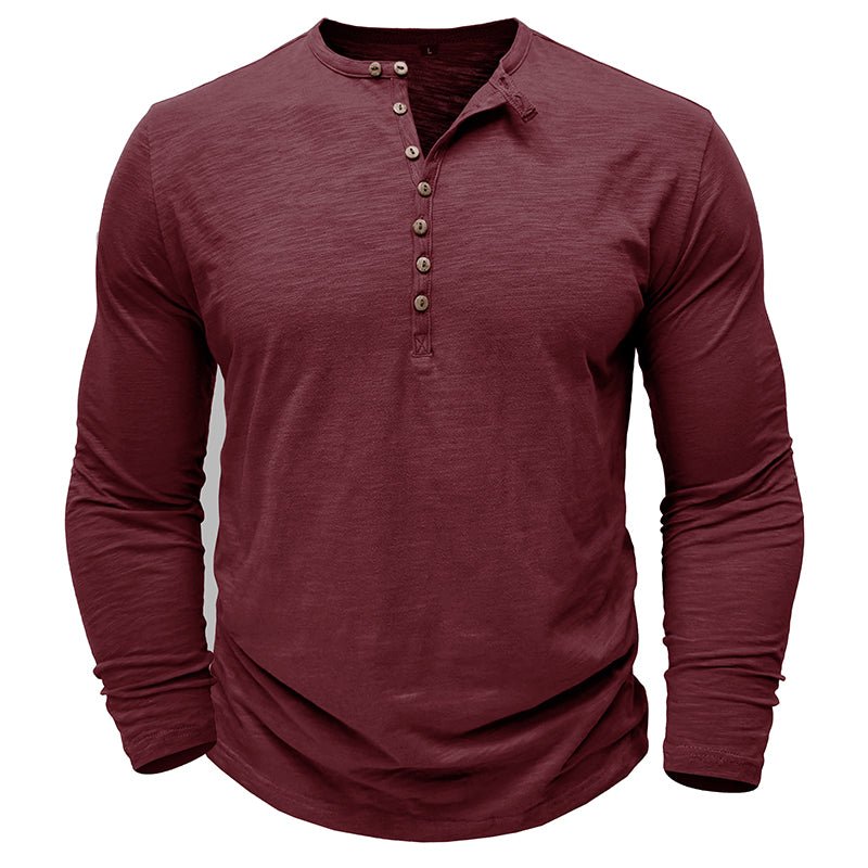 Men's Textured Long Sleeve Henley T Shirt