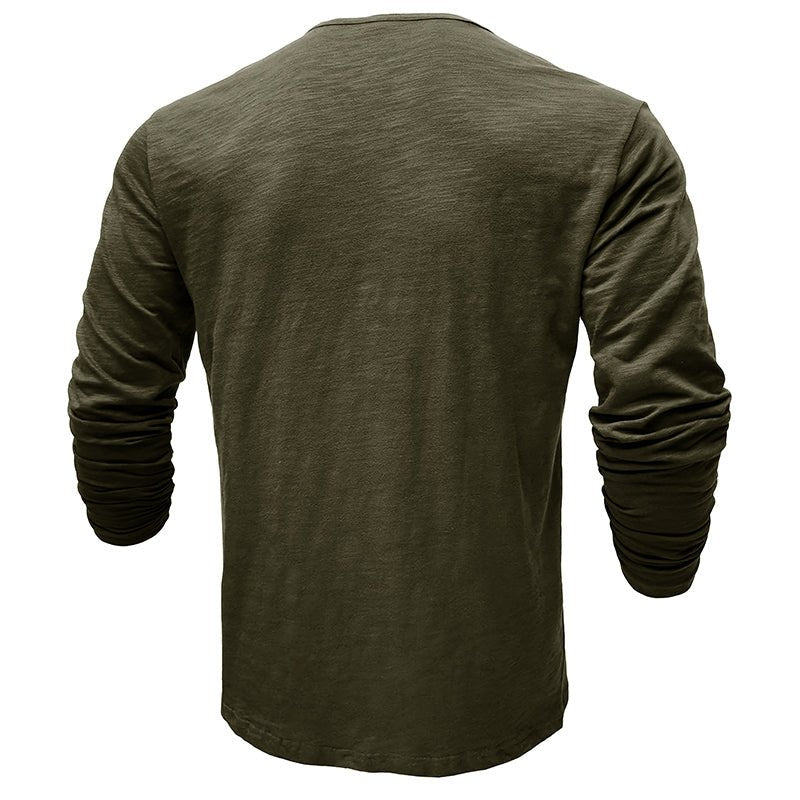 Men's Textured Long Sleeve Henley T Shirt