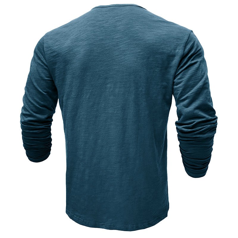 Men's Textured Long Sleeve Henley T Shirt