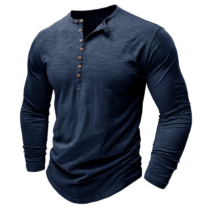 Men's Textured Long Sleeve Henley T Shirt