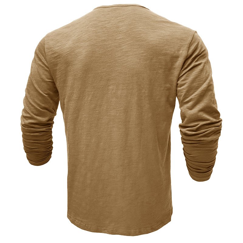 Men's Textured Long Sleeve Henley T Shirt