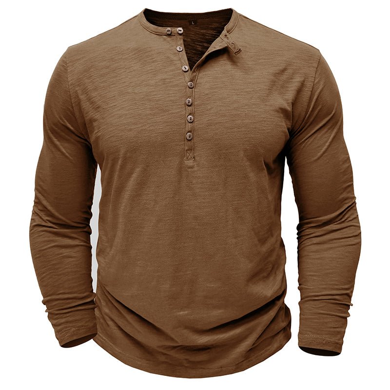 Men's Textured Long Sleeve Henley T Shirt