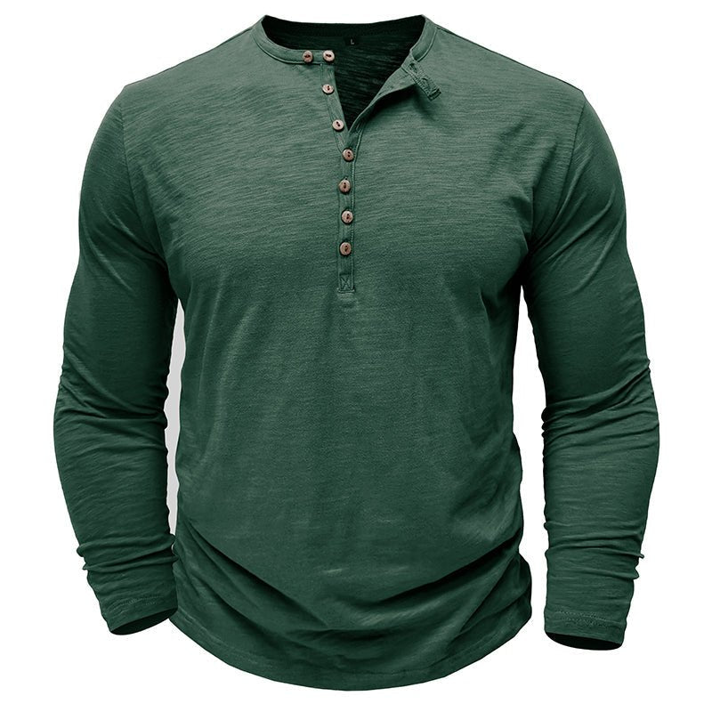 Men's Textured Long Sleeve Henley T Shirt