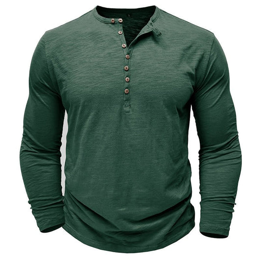 Men's Textured Long Sleeve Henley T Shirt