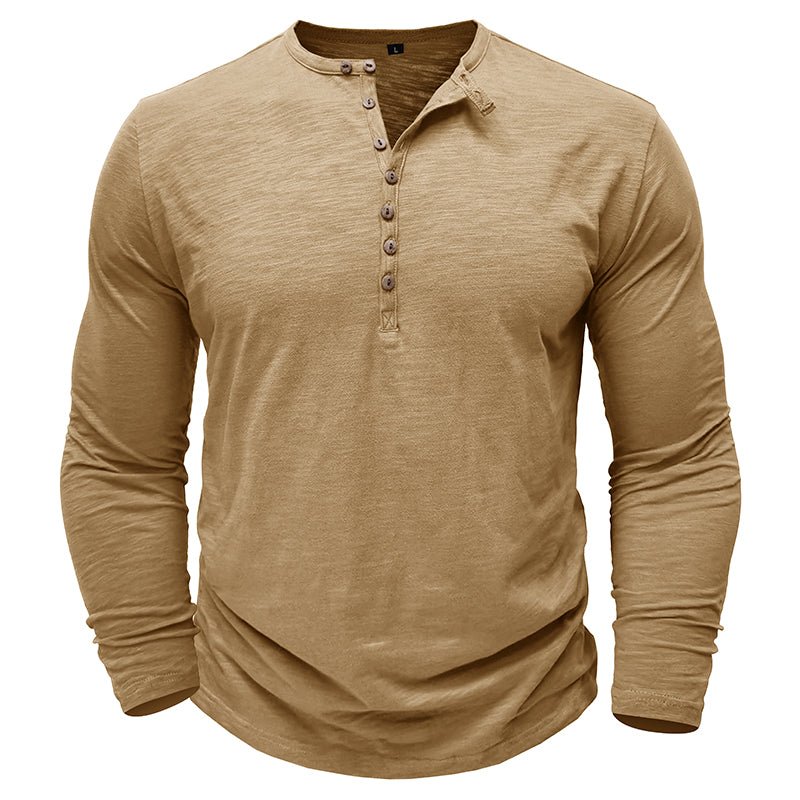 Men's Textured Long Sleeve Henley T Shirt