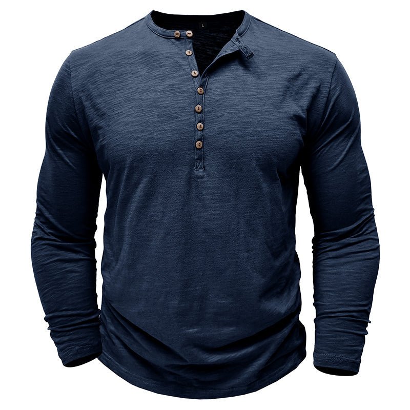 Men's Textured Long Sleeve Henley T Shirt