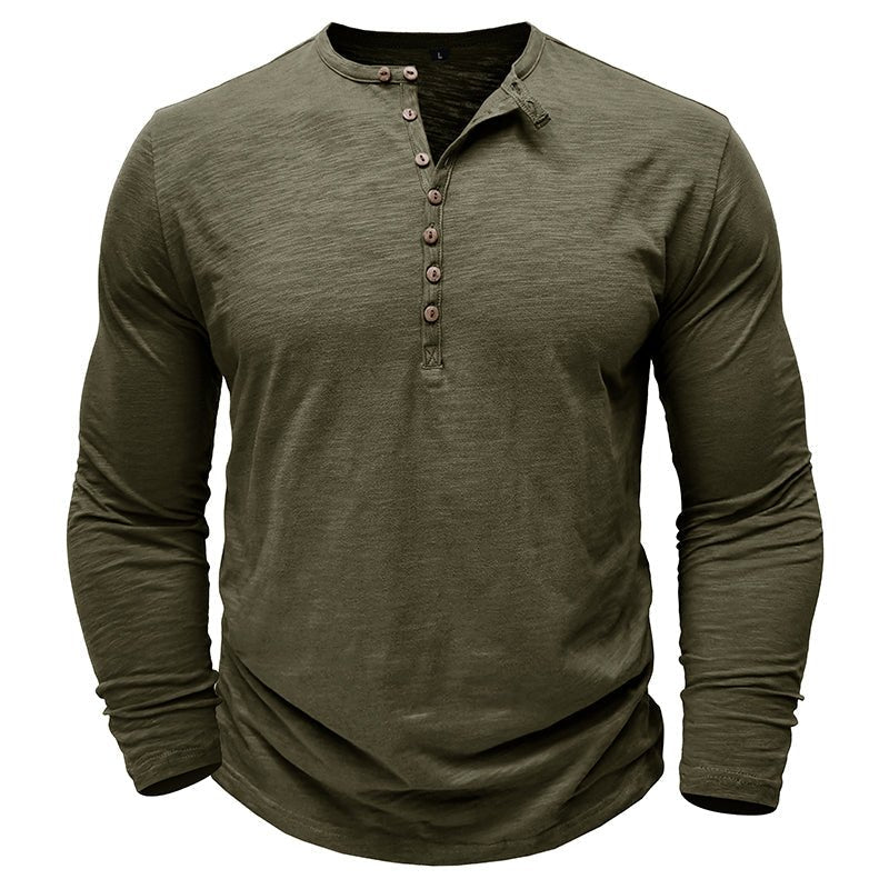 Men's Textured Long Sleeve Henley T Shirt