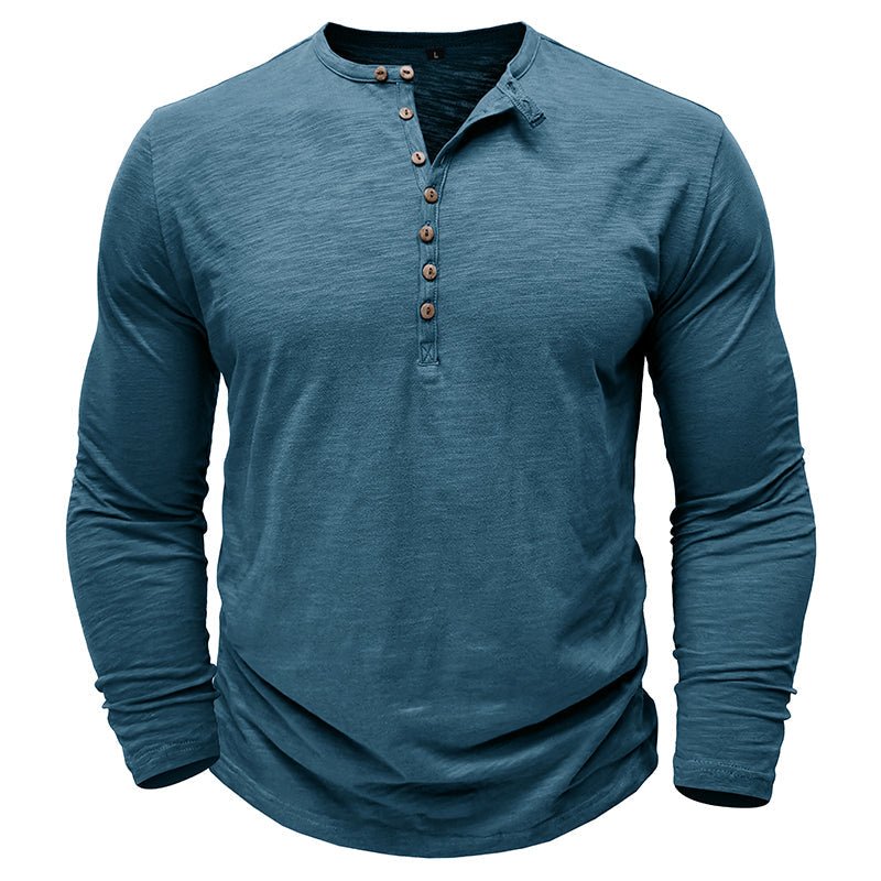 Men's Textured Long Sleeve Henley T Shirt