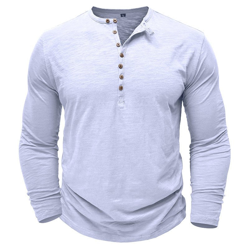Men's Textured Long Sleeve Henley T Shirt