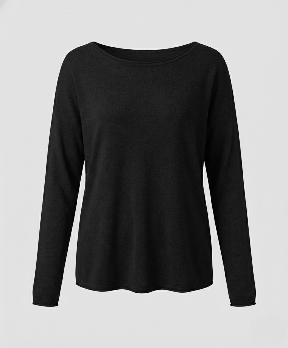 Women's Boat Neck Long Sleeve Knit Top