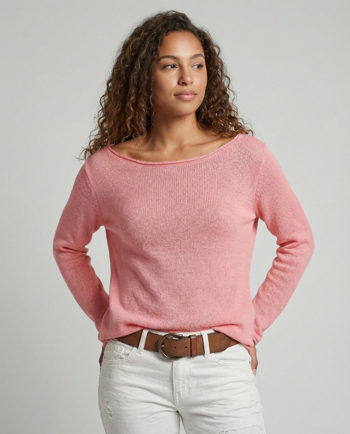 Women's Boat Neck Long Sleeve Knit Top
