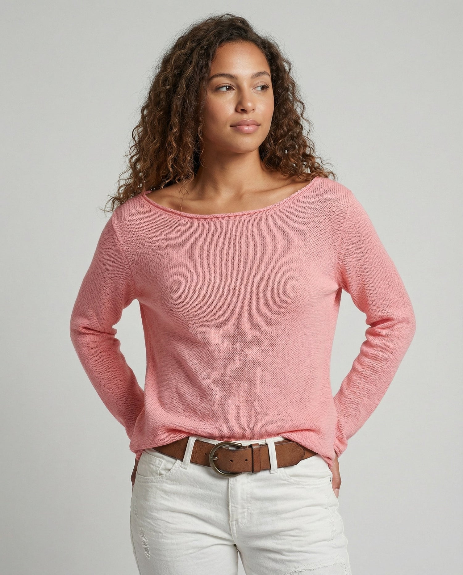 Women's Boat Neck Long Sleeve Knit Top