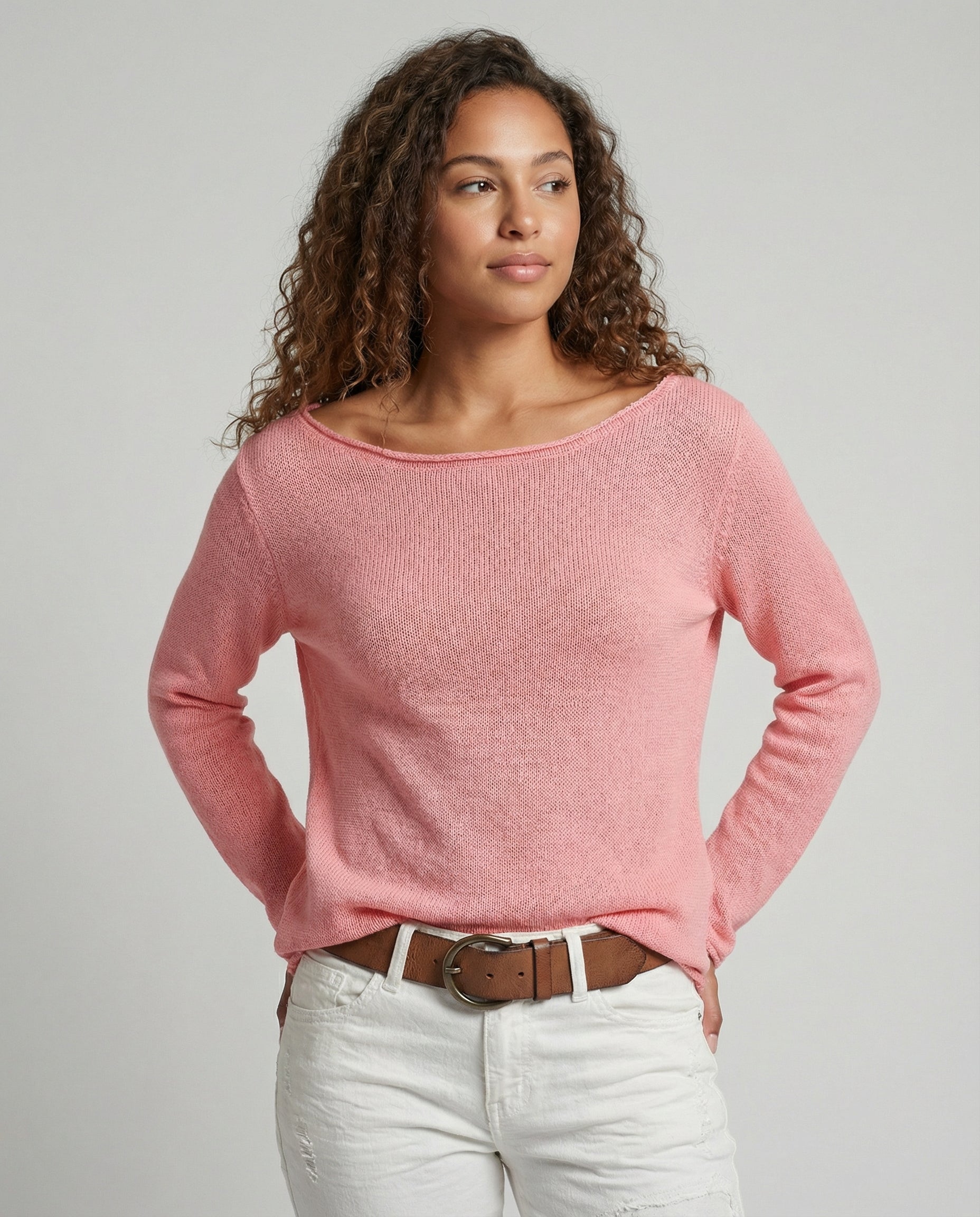 Women's Boat Neck Long Sleeve Knit Top