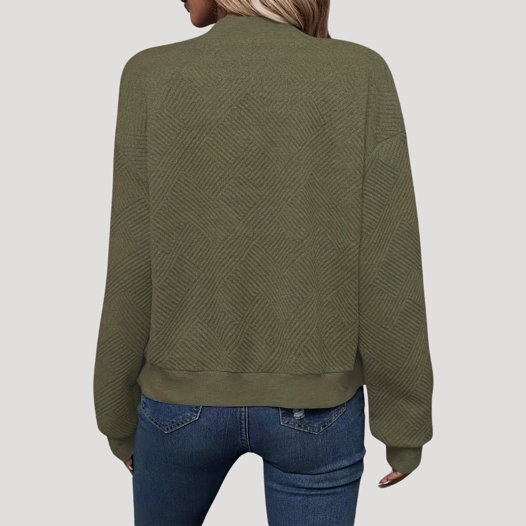 Grey lightweight bomber jacket with front zip, ribbed cuffs and relaxed loose fit