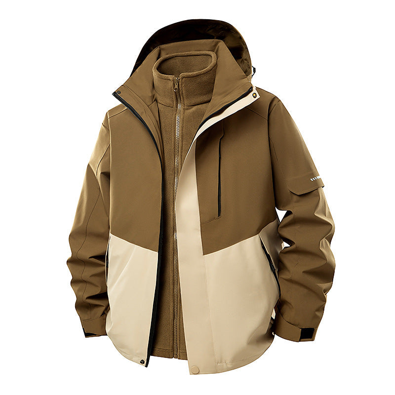 Men's 3 in 1 Hooded Winter Jacket in Brown