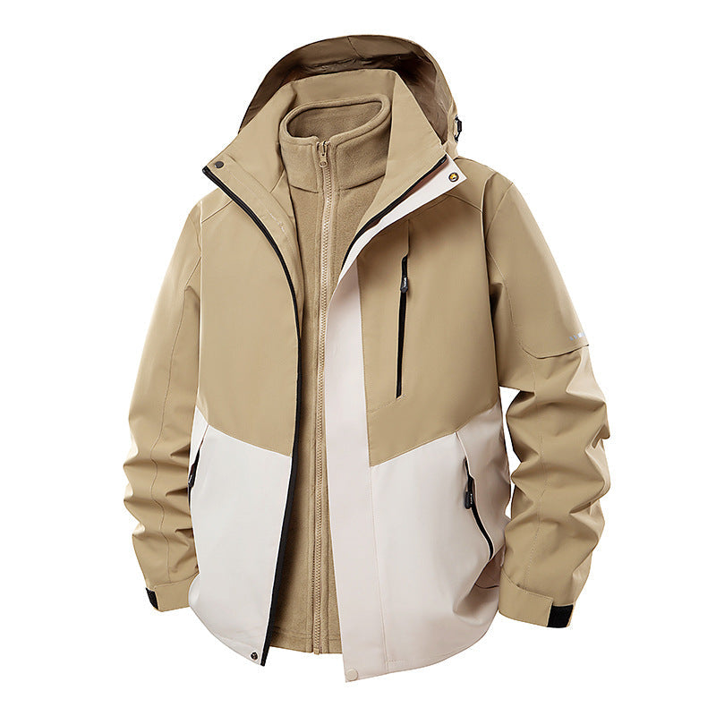 Men's 3 in 1 Hooded Winter Jacket in Khaki