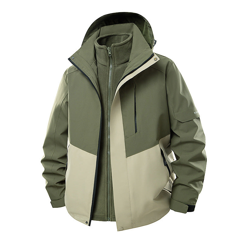 Men's 3 in 1 Hooded Winter Jacket in Olive Green
