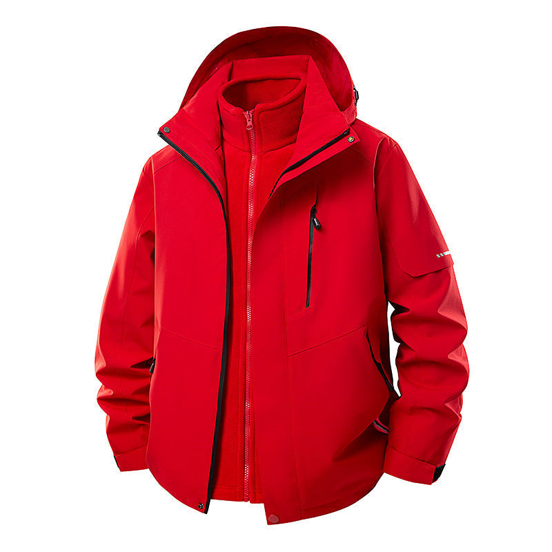 Men's 3 in 1 Hooded Winter Jacket in Red