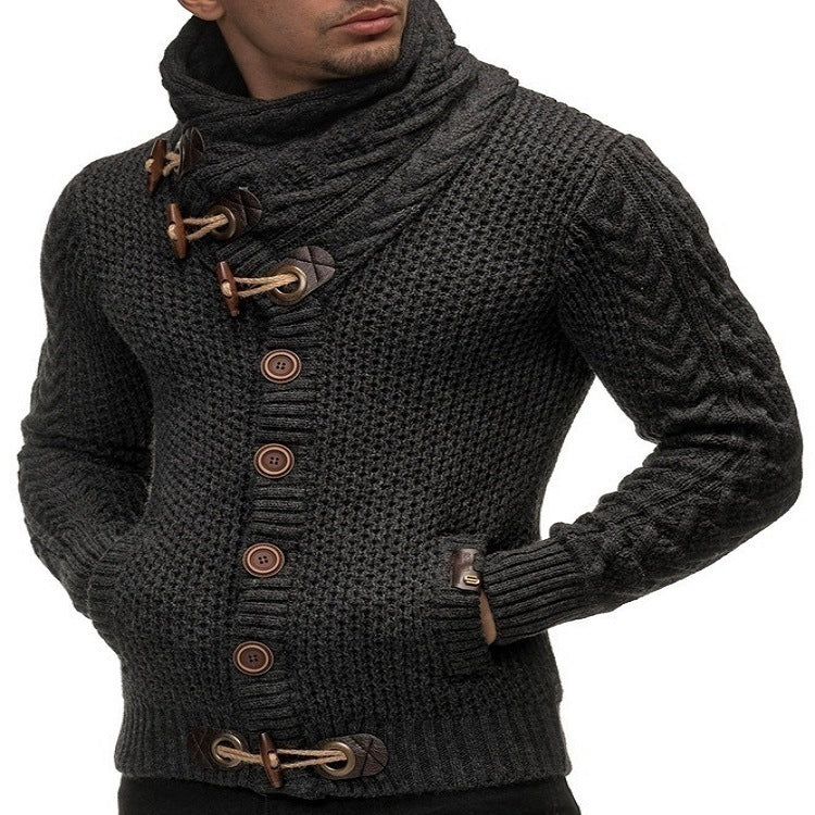 Men's Asymmetric Knit Cardigan in Dark Grey