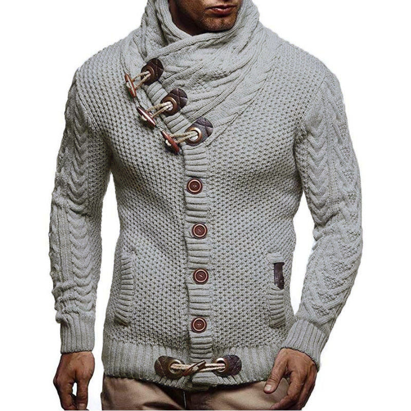 Men's Asymmetric Knit Cardigan in Grey